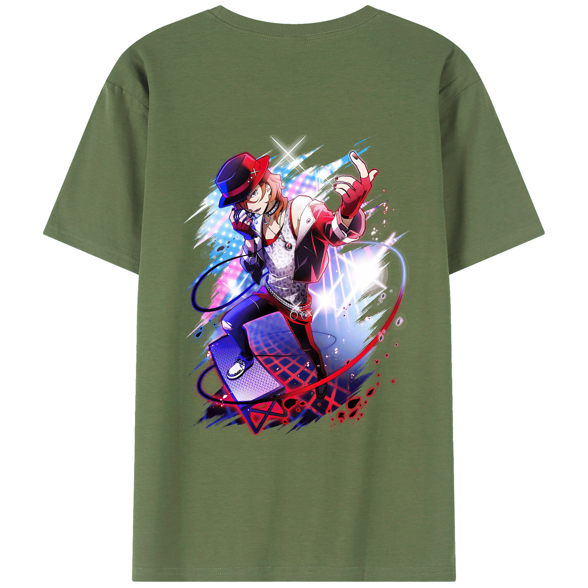 （画像用） 文豪ストレイドッグス Bungo Stray Dogs 綿100％ メンズ半袖Tシャツ（バックプリント） 通気性
